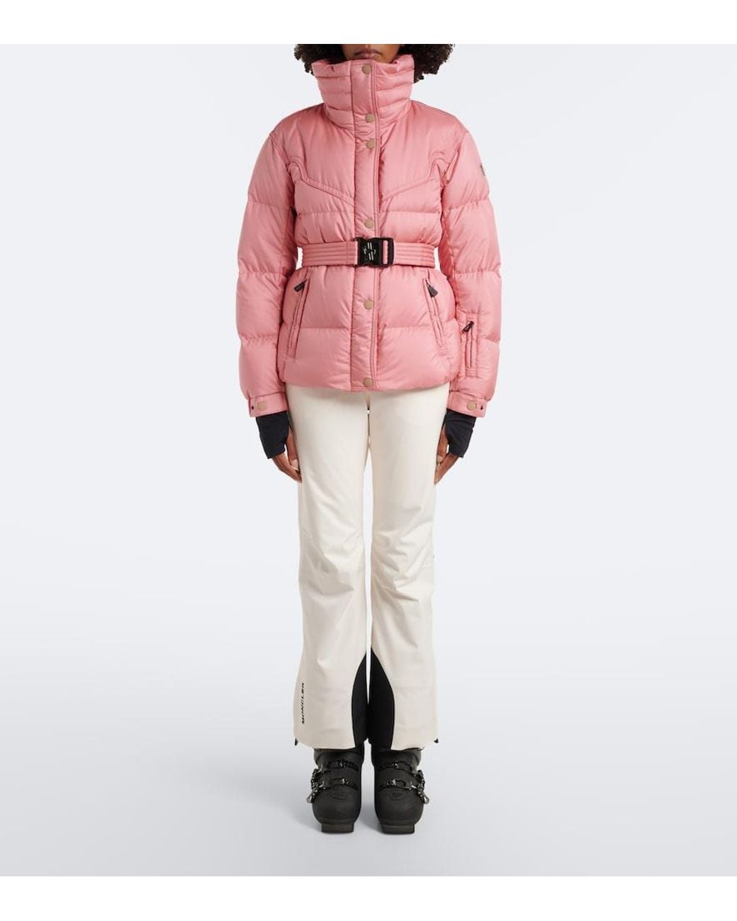 Moncler Pink Karshi Belted Down Ski Jacket