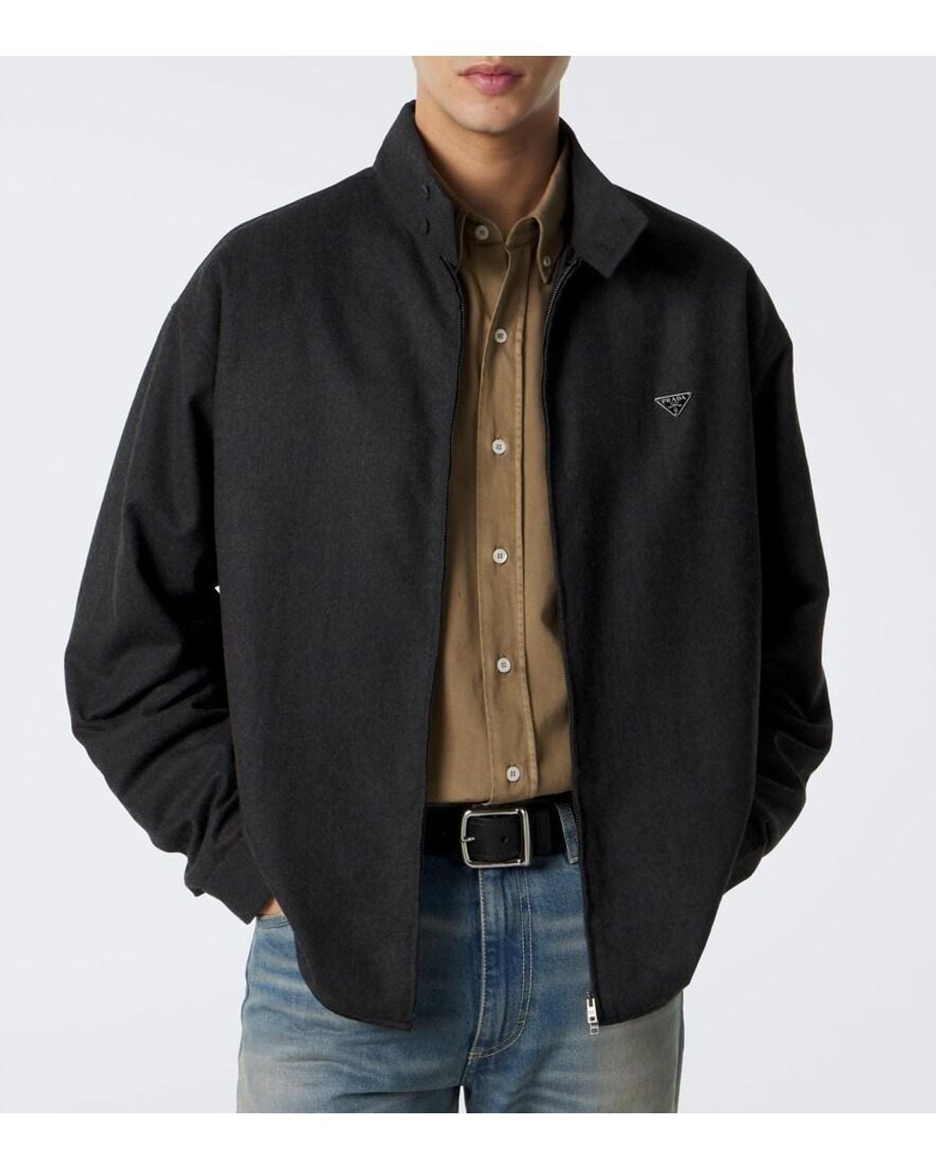Prada Black Virgin Wool Jacket for men