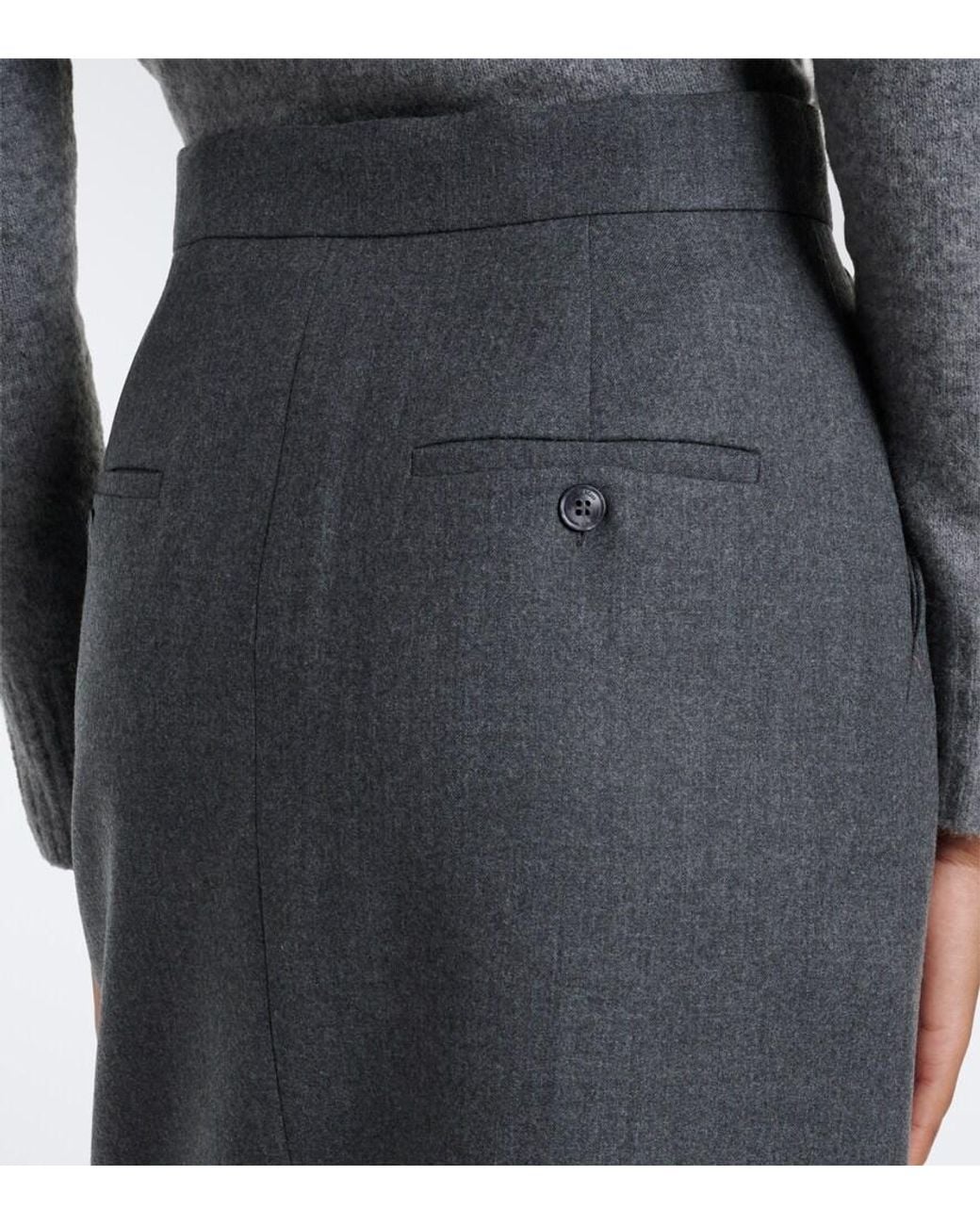 Max Mara Gray Wool-Blend Pencil Skirt