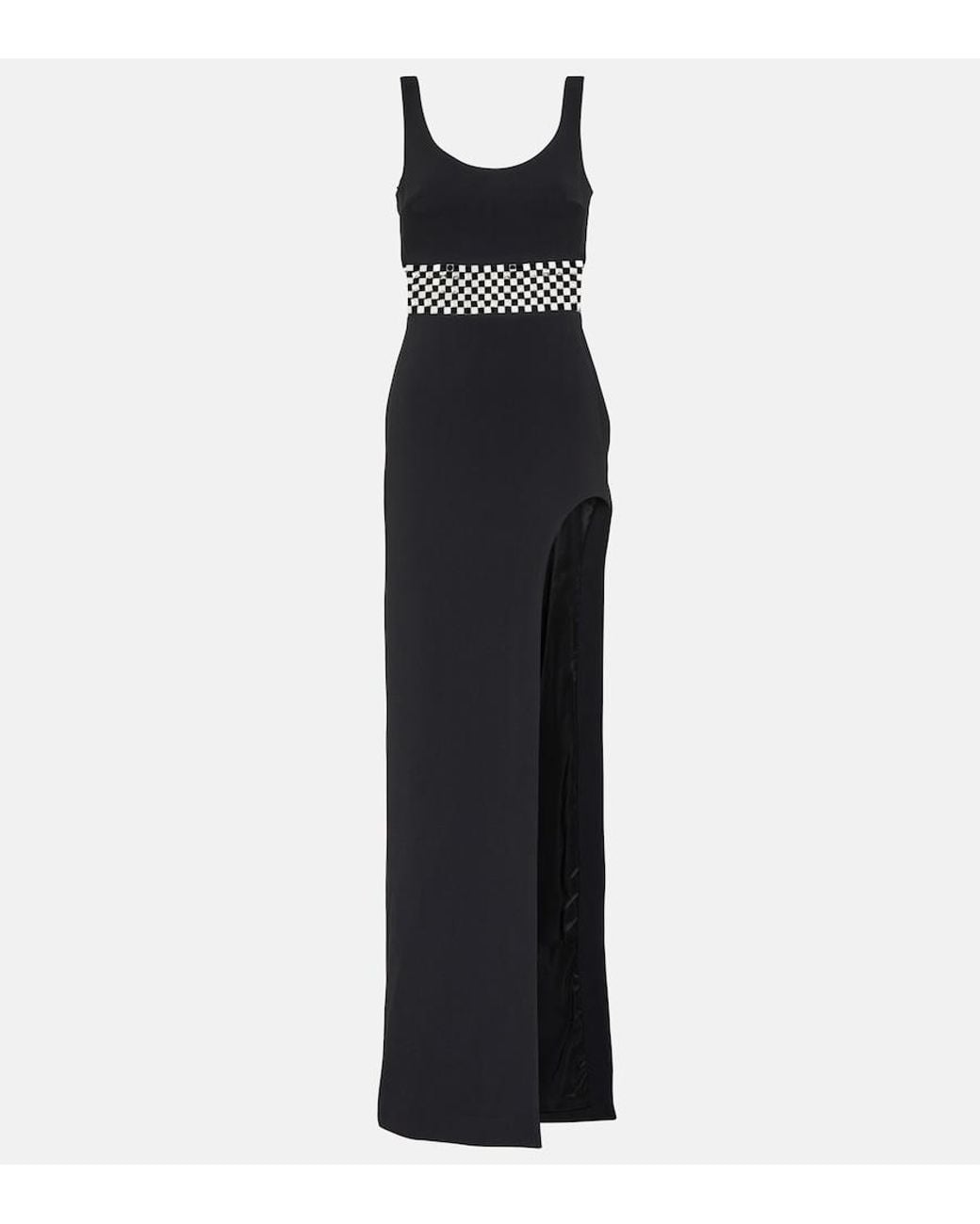 David Koma Black Crystal-embellished Crepe Gown