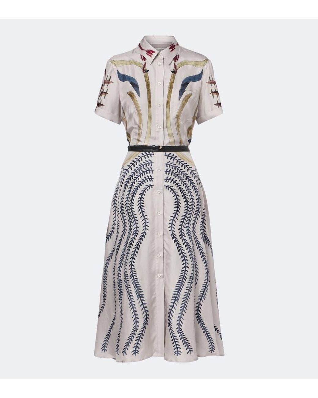 Altuzarra Gray Kiera Belted Printed Silk Shirt Dress