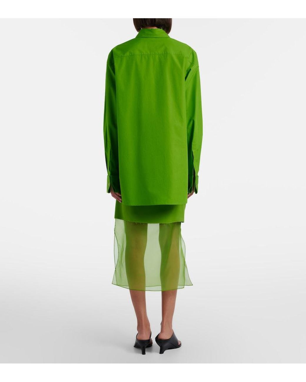 Khaite Green Sybil Layered Midi Skirt