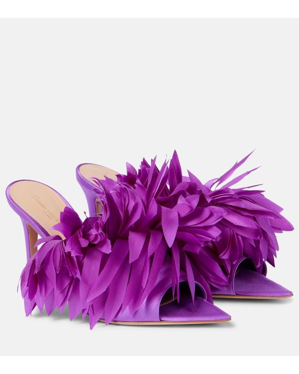 Gianvito Rossi Purple Daniah 85 Embellished Crepe Satin Mules