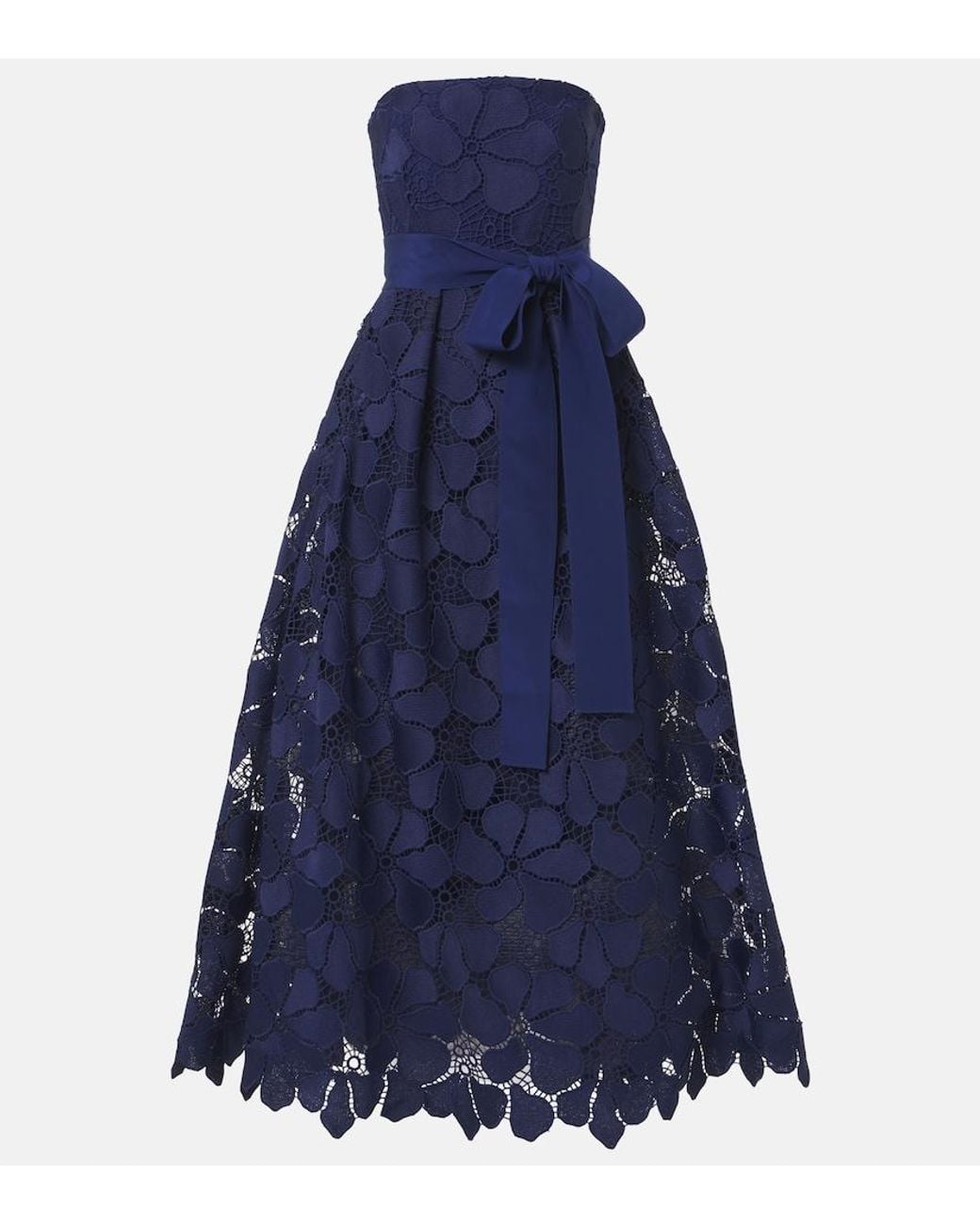 Elie Saab Blue Lace Bustier Gown
