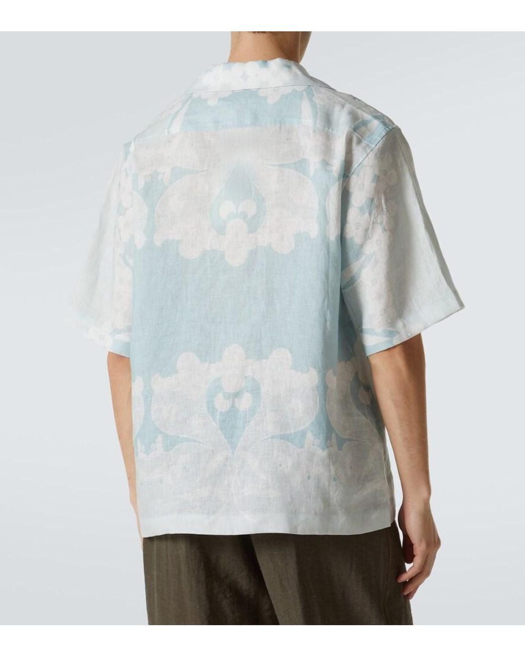 Commas Blue Paradise Floral Linen Bowling Shirt for men