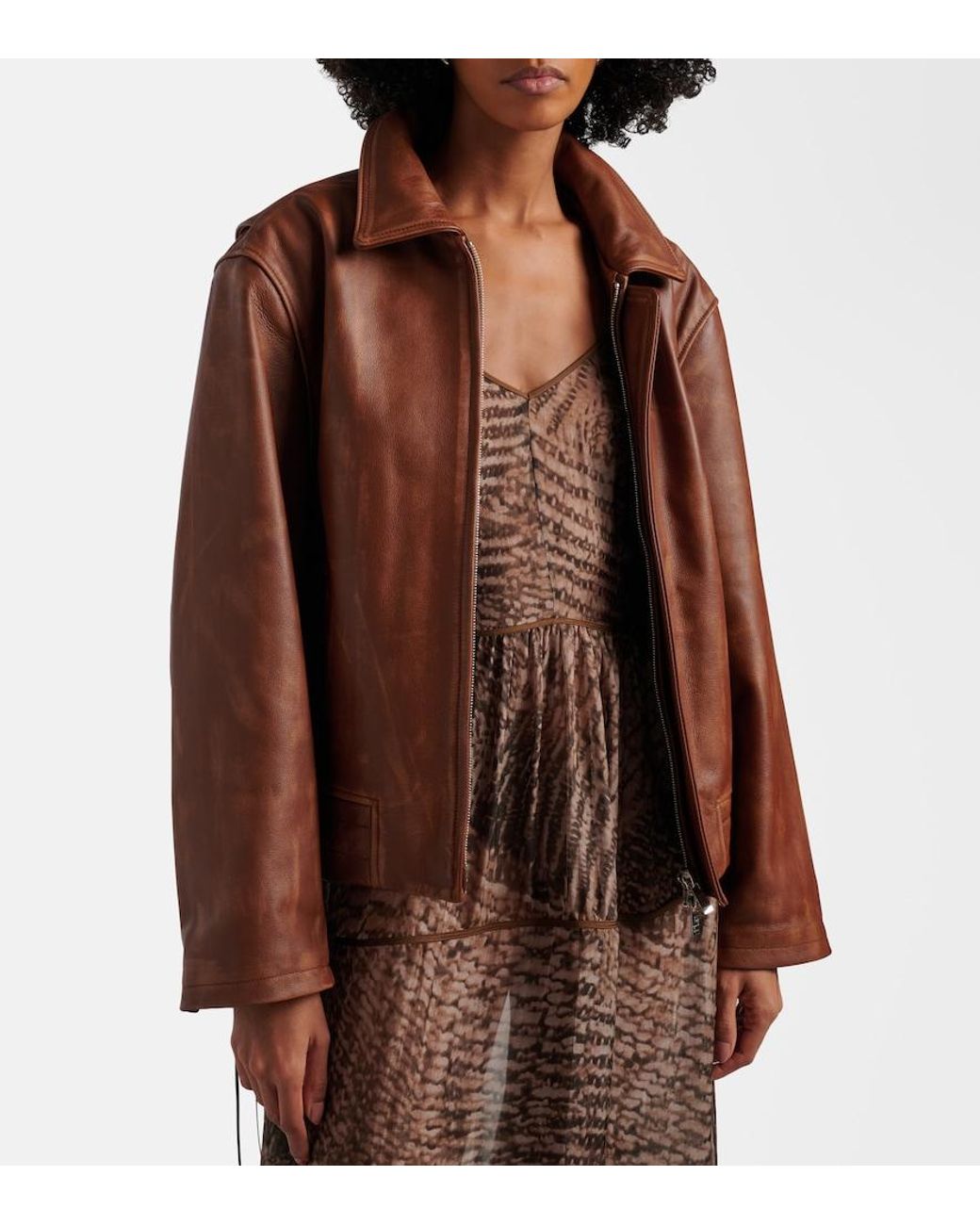 JACQUES WEI Brown Lederjacke