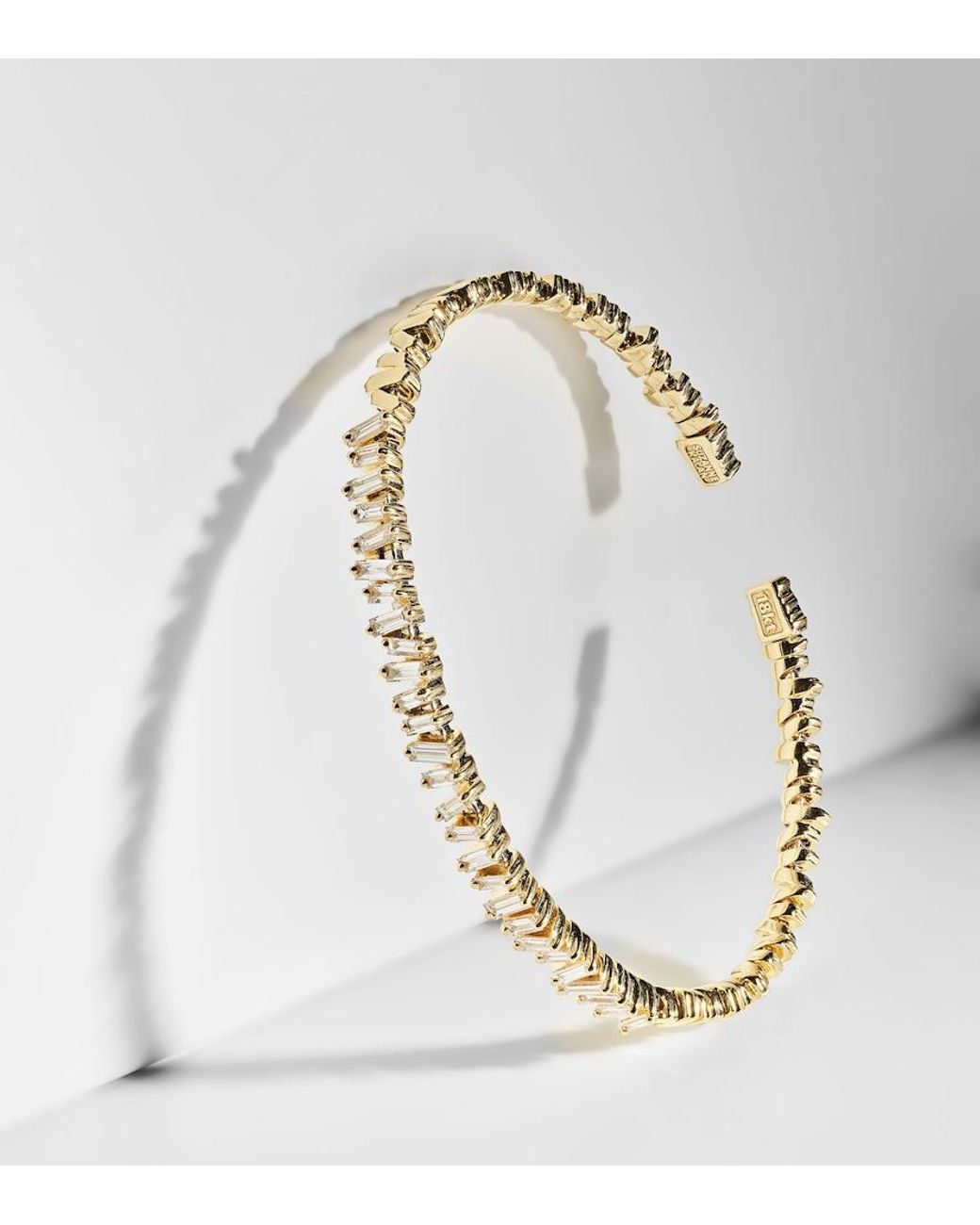 Suzanne Kalan Metallic Classic 18Kt Bangle With Diamonds