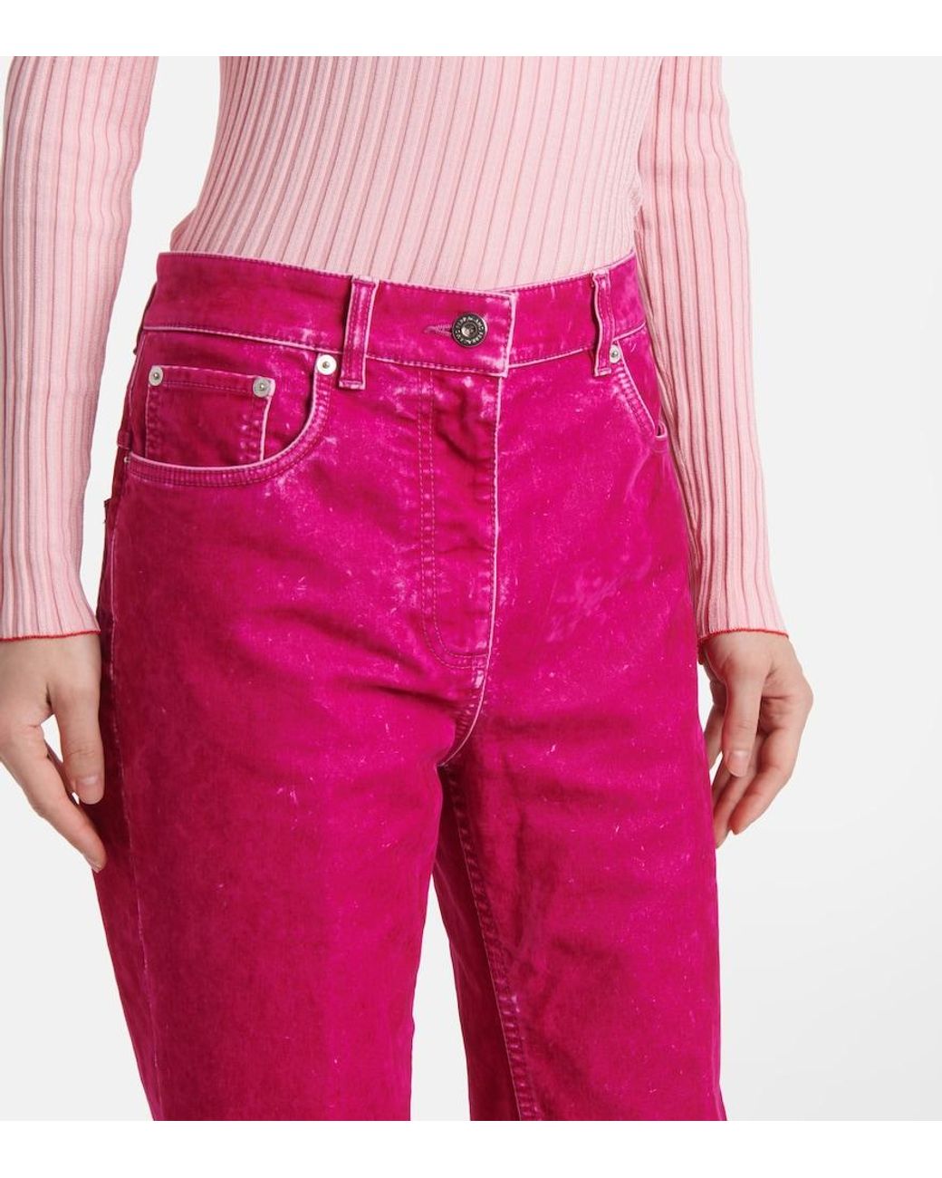 Ferragamo Pink Cotton-Blend Drill Straight Pants