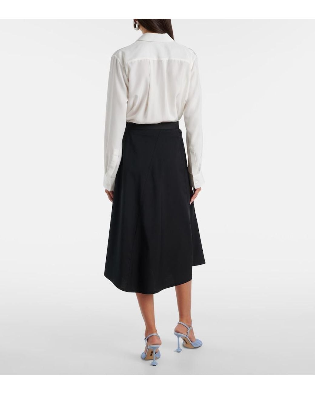 Loewe Black High-Rise Wool Midi Skirt