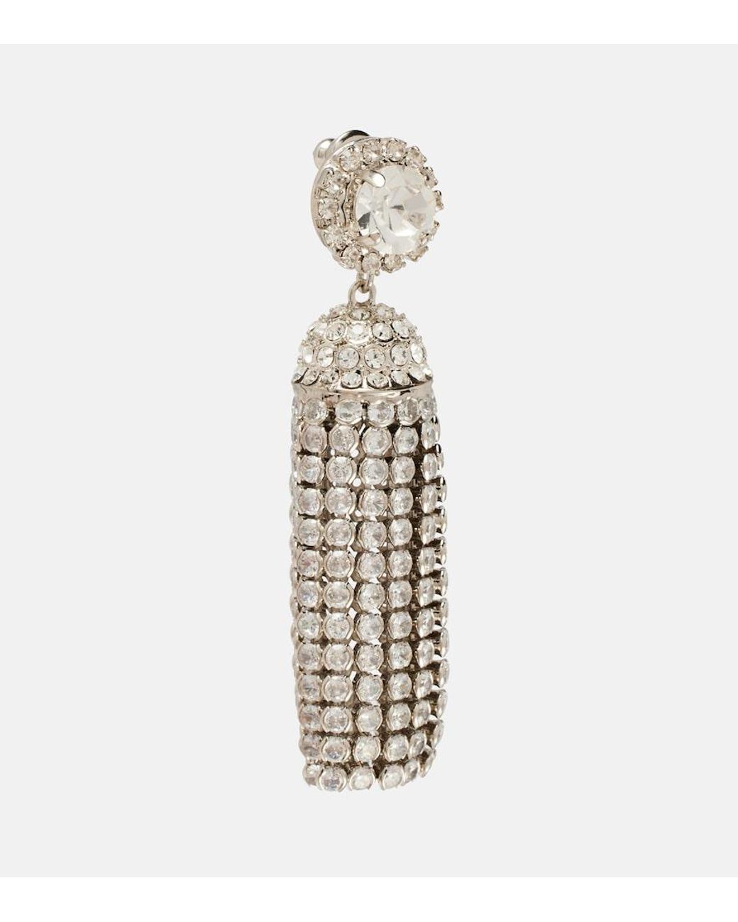 Rabanne White Crystal-Embellished Drop Earrings