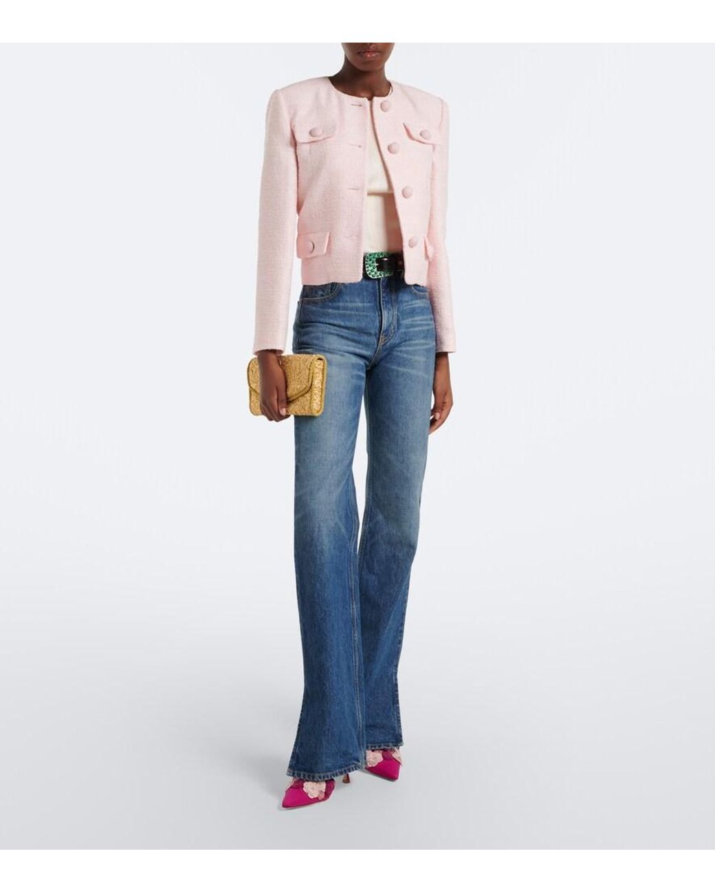 Manolo Blahnik Pink Svemuta Floral-Applique Slingback Pumps