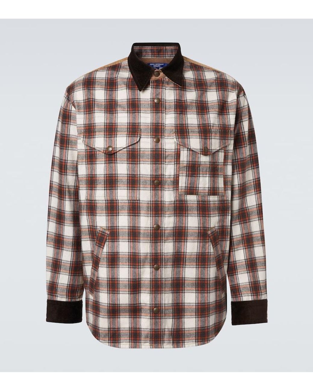 Junya Watanabe Brown Checked Cotton Flannel Jacket for men