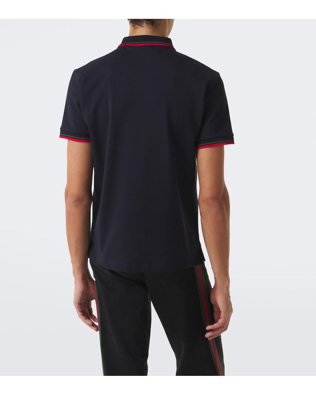 Gucci Blue Cotton-Blend Pique Polo Shirt for men