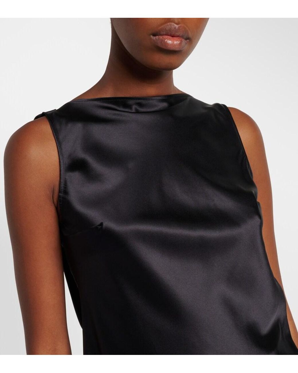 Nina Ricci Black Silk-Blend Satin Top