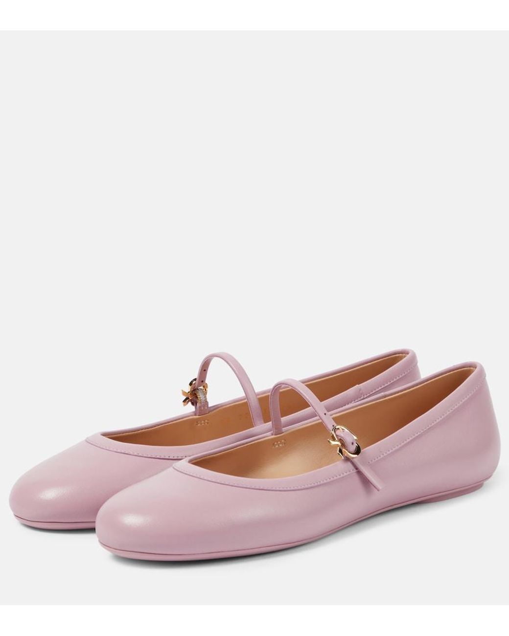 Gianvito Rossi Pink Carla Leather Mary Jane Flats