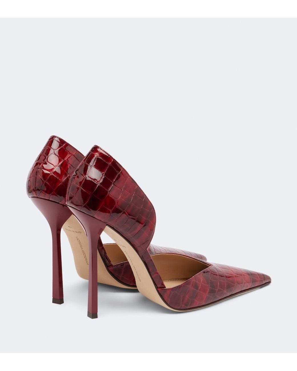 Victoria Beckham Red Victoria Croc-Effect Leather Pumps