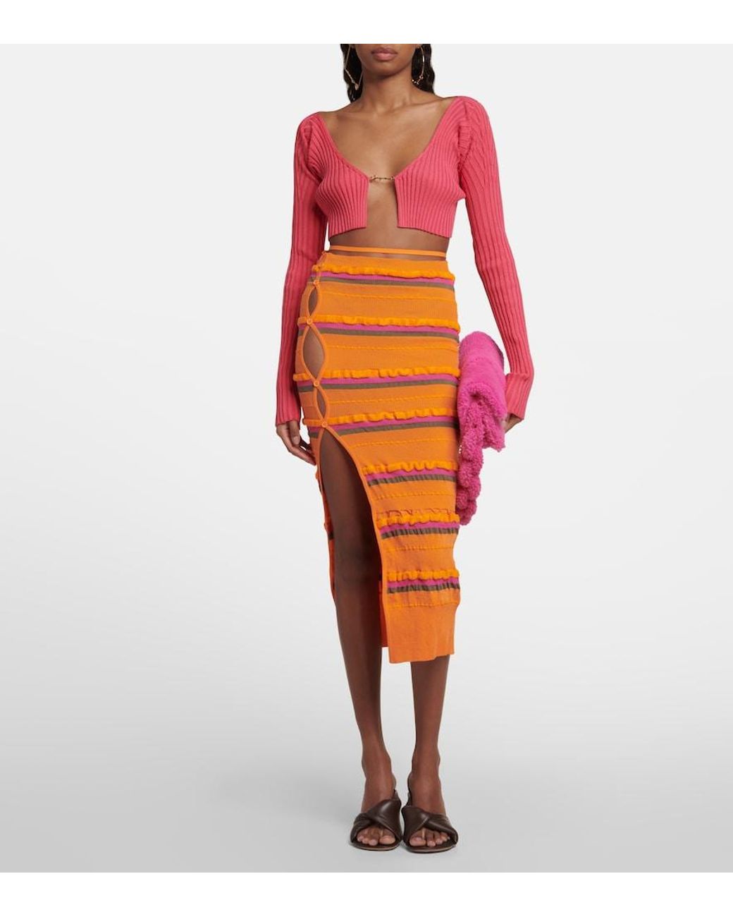 Jacquemus Red La Maille Pralu Cropped Cardigan