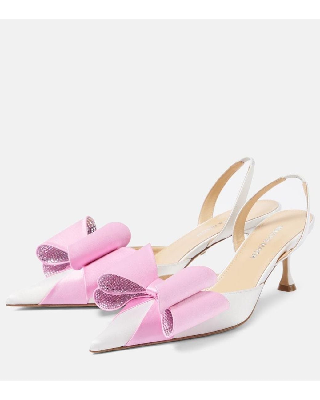 Mach & Mach Pink Le Cadeau Satin Slingback Pumps