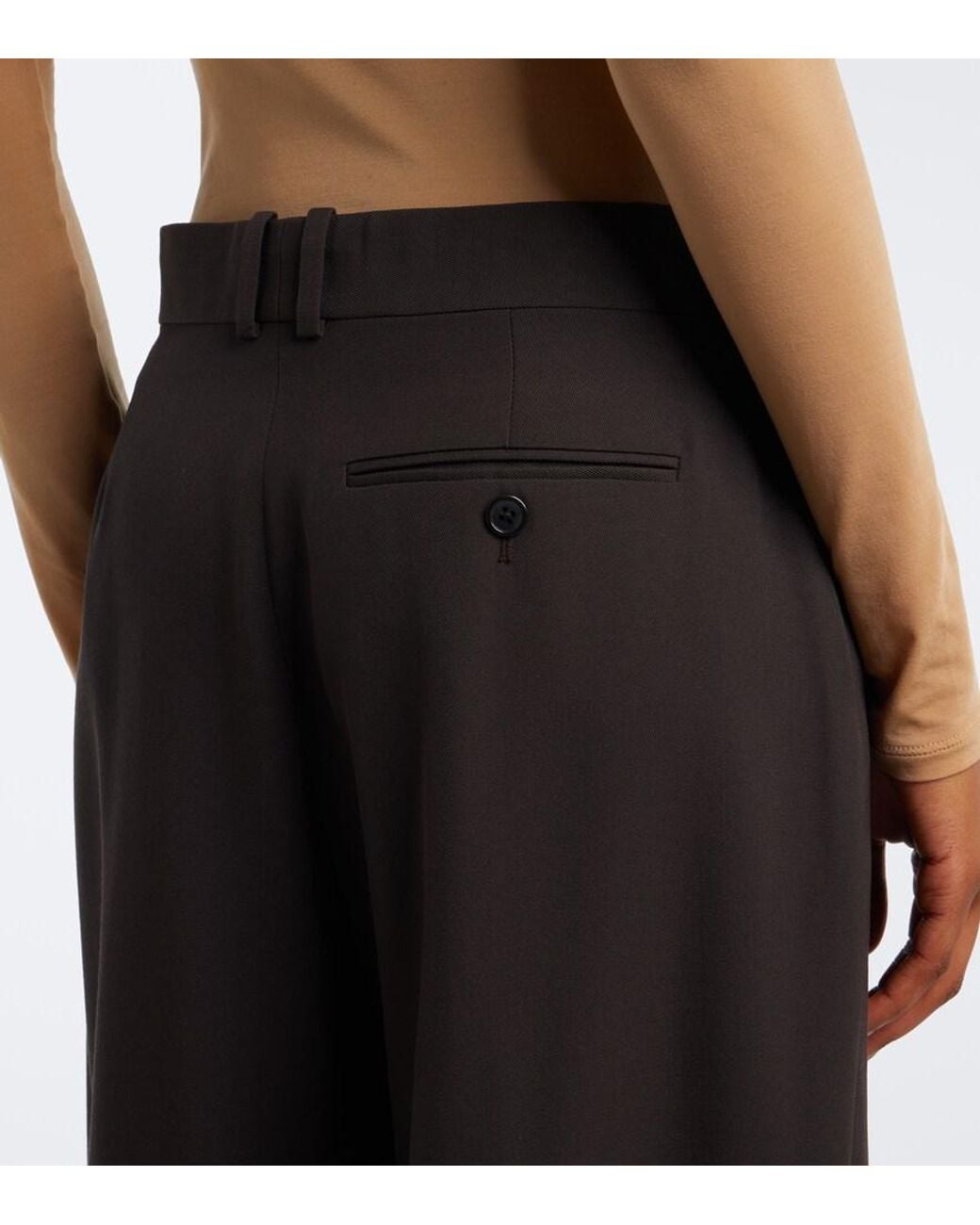 The Row Black Lowe Virgin Wool Wide-Leg Pants