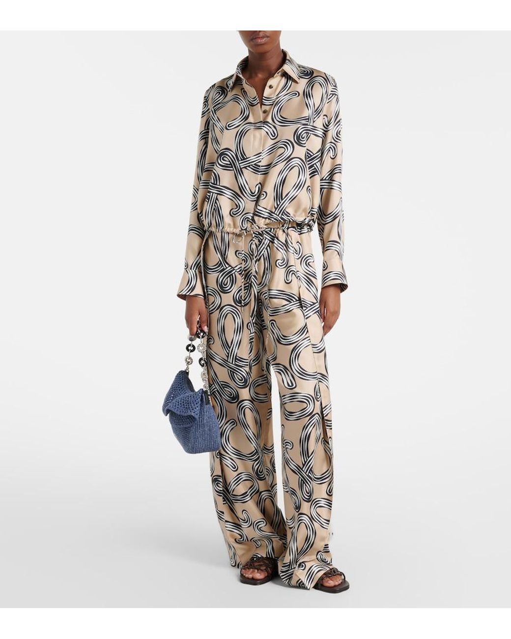 Loewe Natural Paula's Ibiza Anagram Silk Shirt