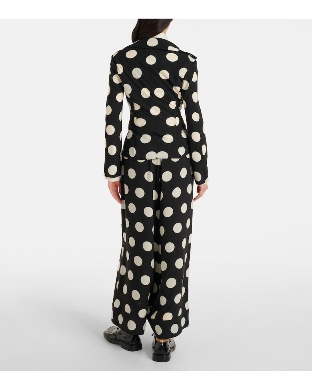Junya Watanabe Black Polka-Dot Wide-Leg Pants