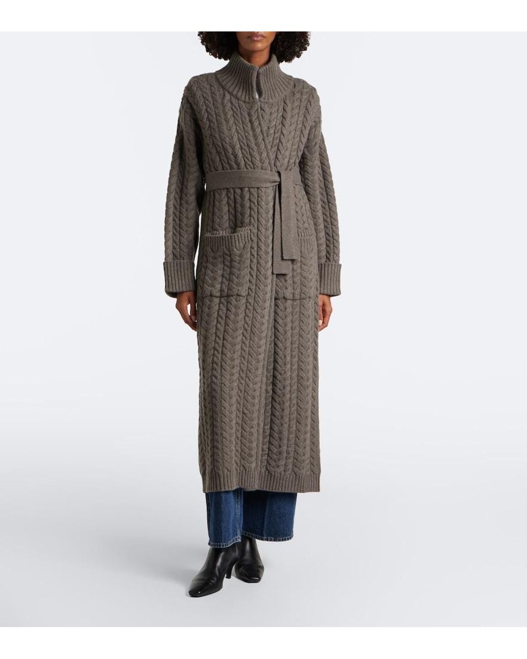arch4 Brown Bond Street Cable-Knit Cashmere Long Cardigan