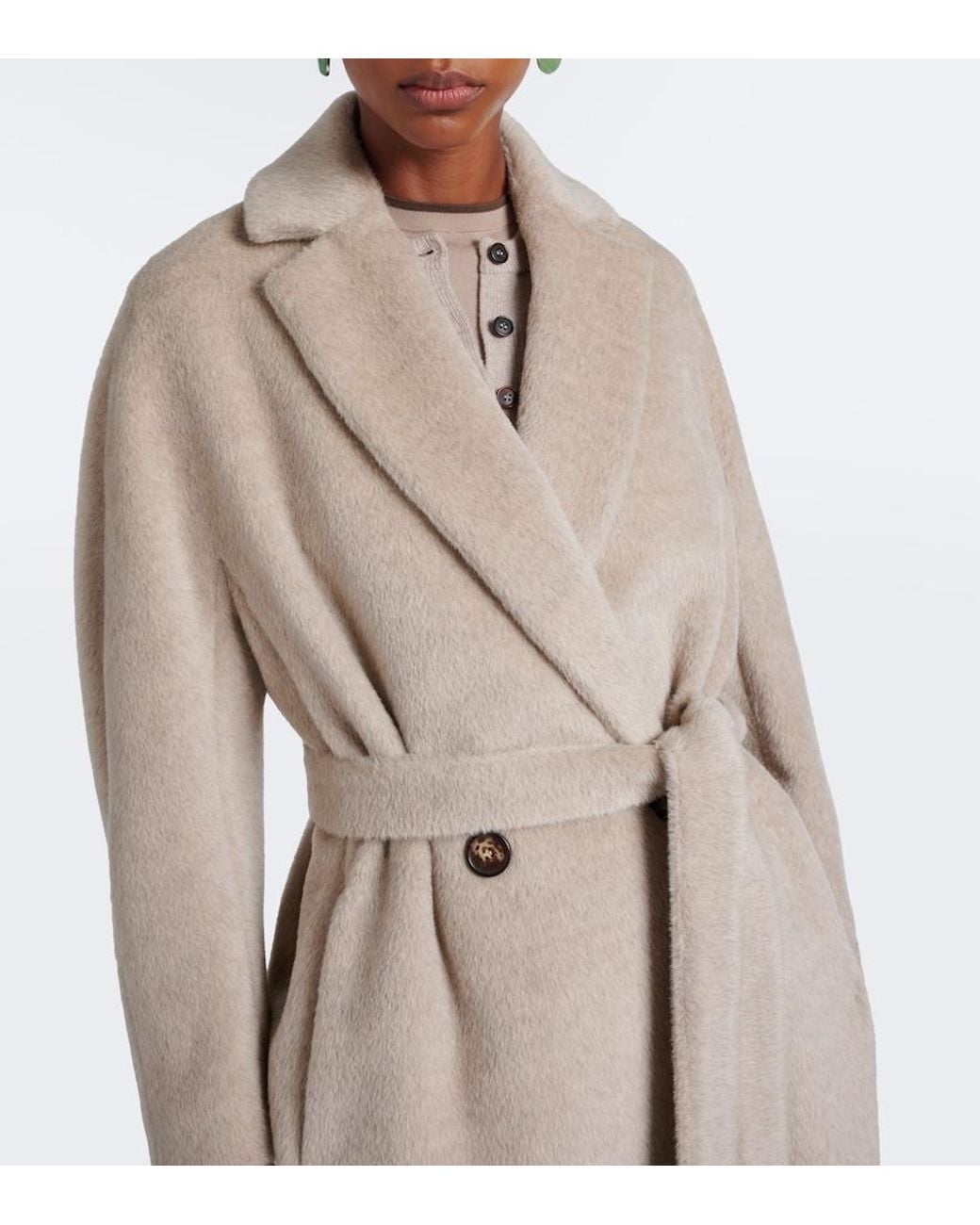 Max Mara Natural Alpaca And Wool Wrap Coat