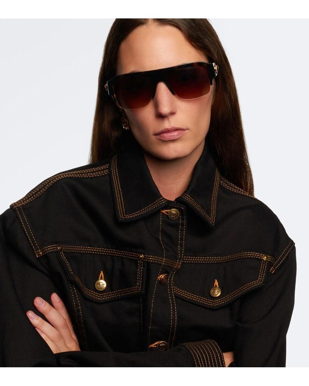Versace Brown Vance Aviator Sunglasses