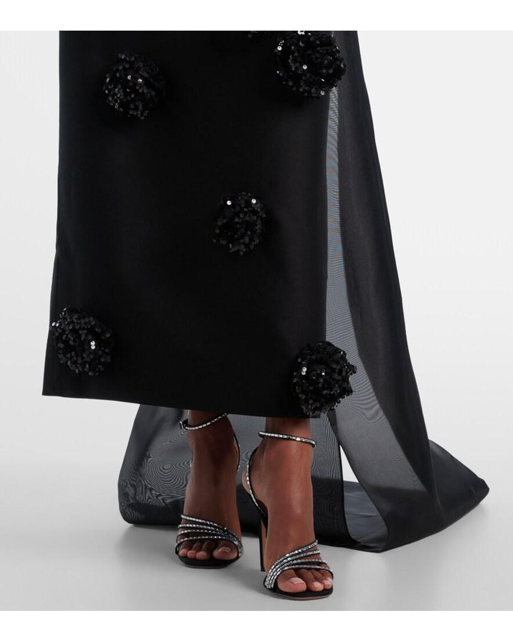 LEO LIN Black Zayna Sequined Gown And Cape Set