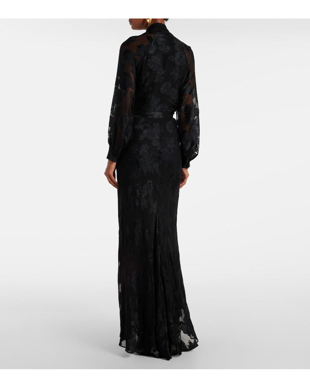 Etro Black Paisley Satin Maxi Skirt