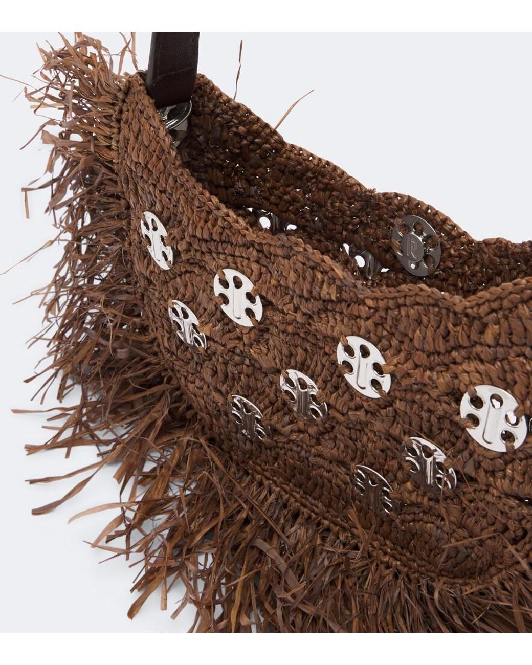 Rabanne Brown Sac A Main Fringed Raffia Top-Handle Bag