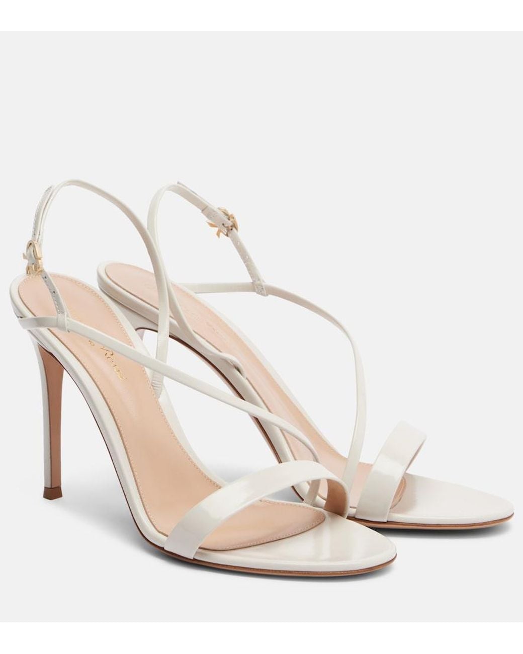 Gianvito Rossi White Patent Leather Slingback Sandals