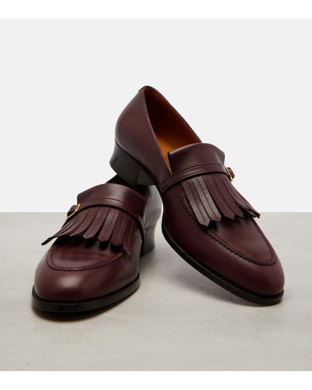 Loro Piana Brown Pennan Fringed Leather Loafers