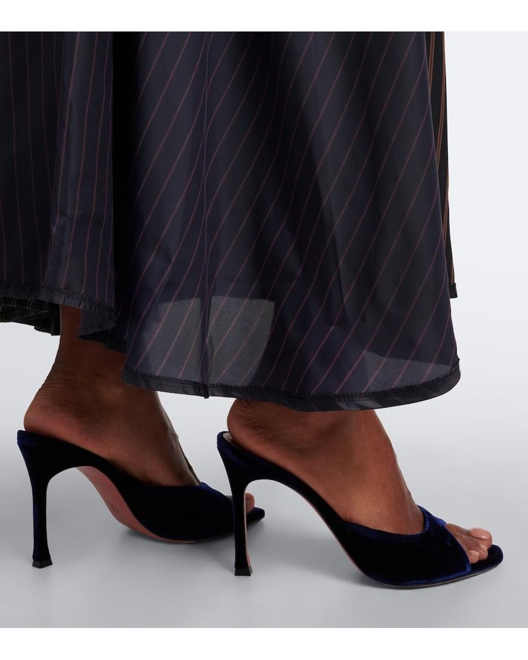 AMINA MUADDI Blue Alexa Velvet Mules