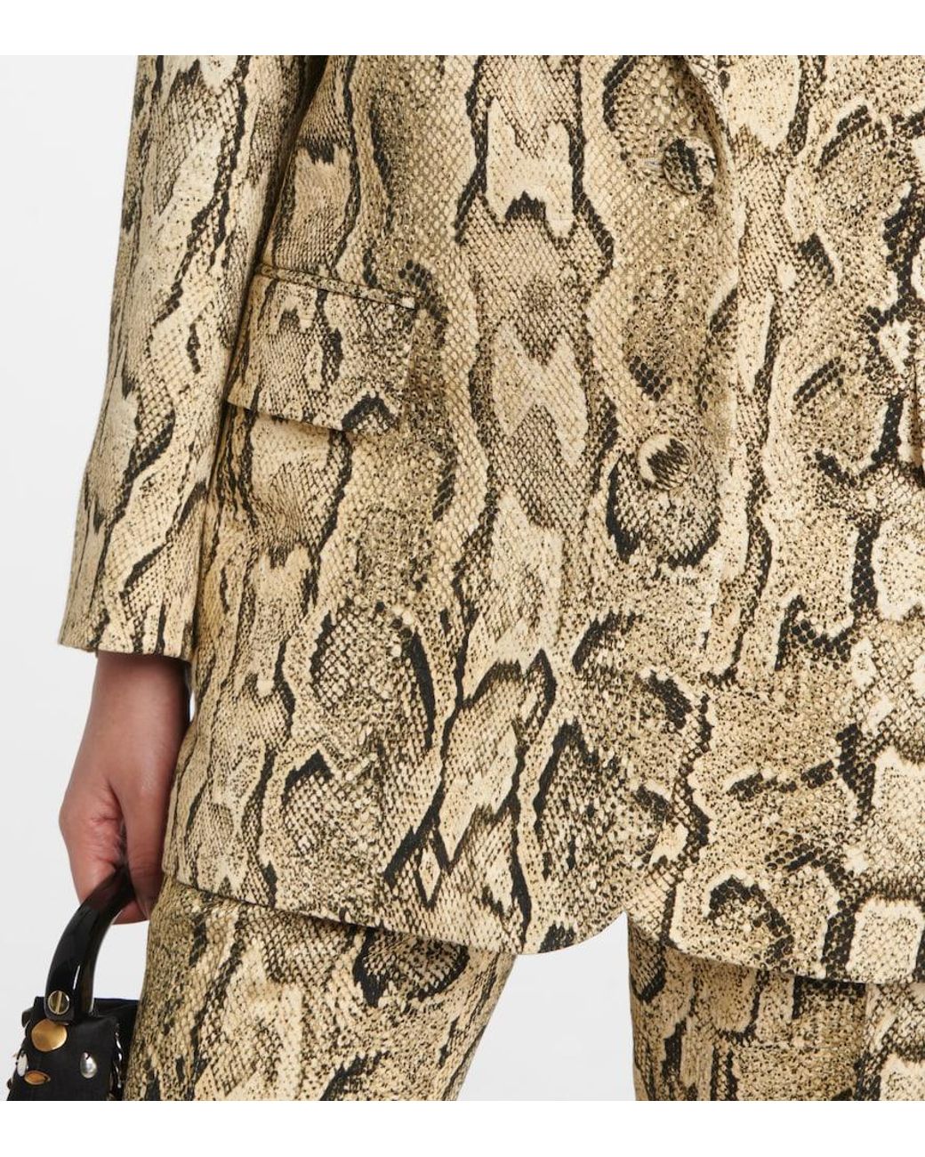 Dries Van Noten Natural Snake-Effect Jacquard Blazer