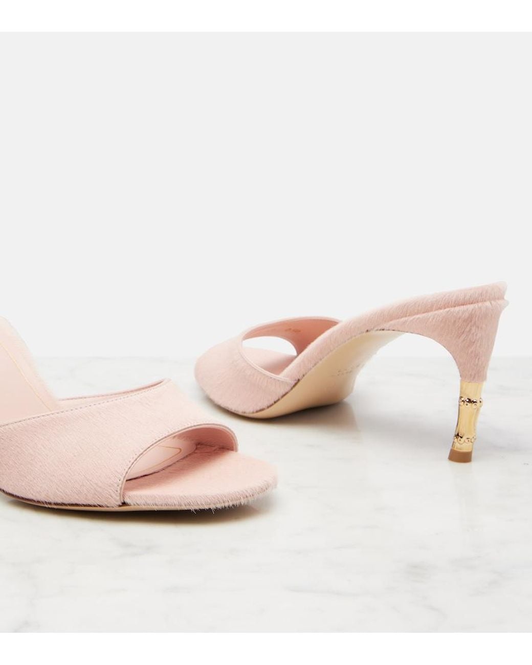 Gucci Pink Castello Calf Hair Mules