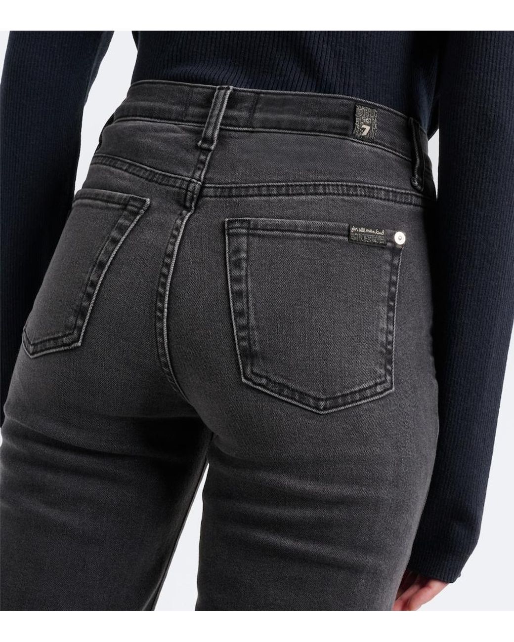 7 For All Mankind Gray Modern Dojo Flared Jeans