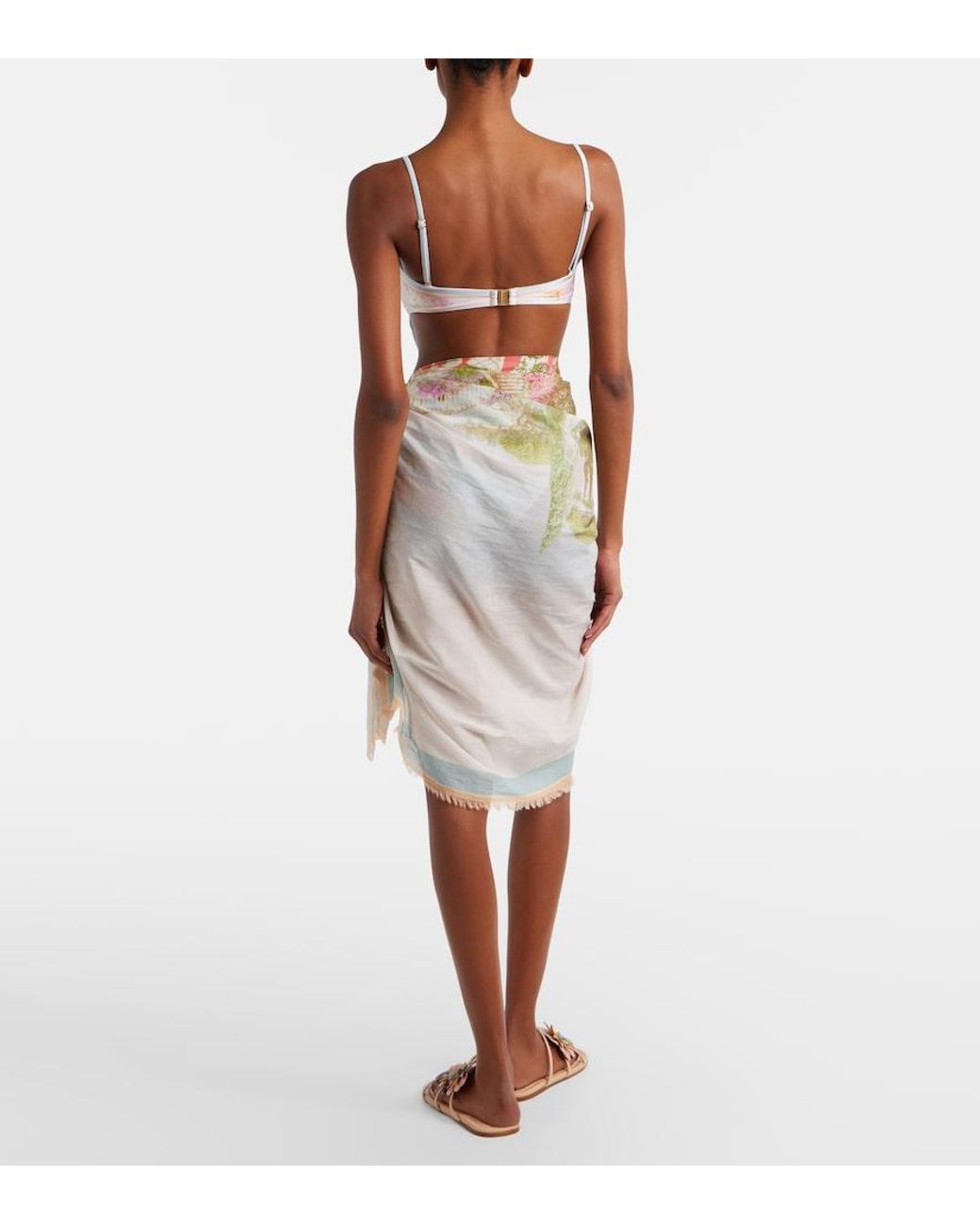 Pareo Estampado Como Con Flecos Zimmermann de color Natural