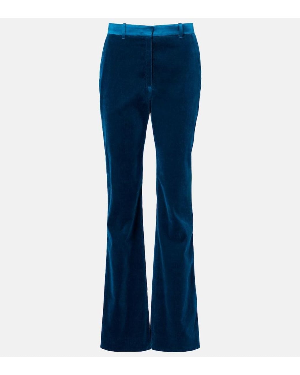 Rabanne Blue Cotton-Blend Velvet Flared Pants