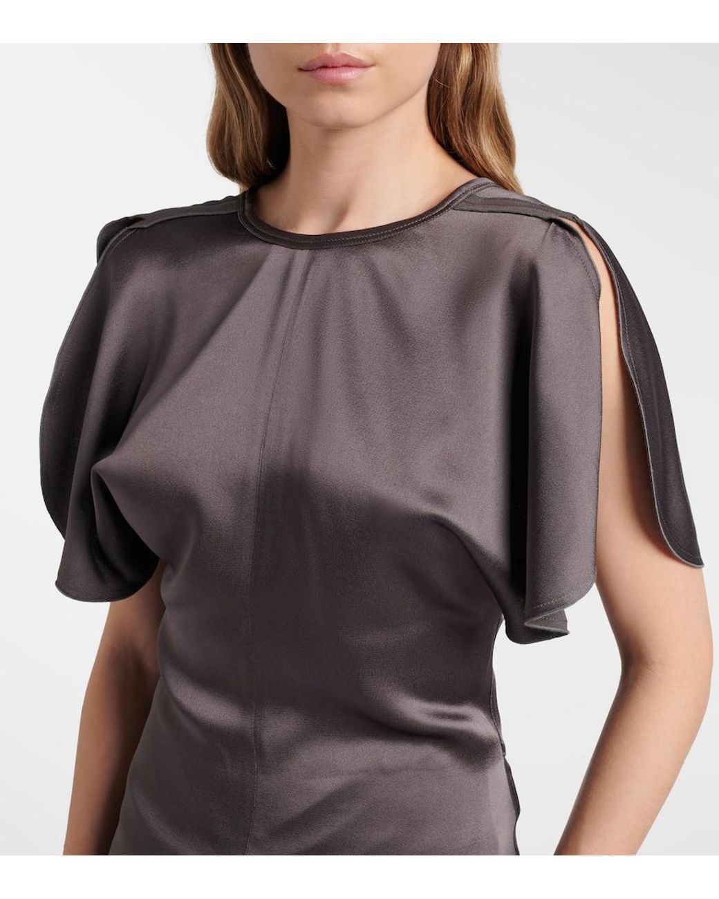 Victoria Beckham Gray Bela Crepe Satin Top