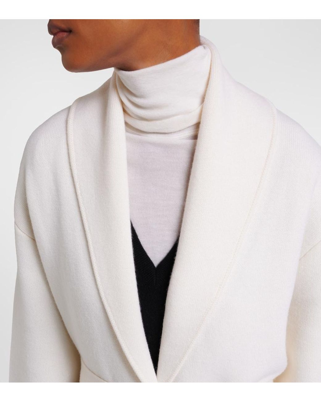 Totême  White Belted Wool Coat