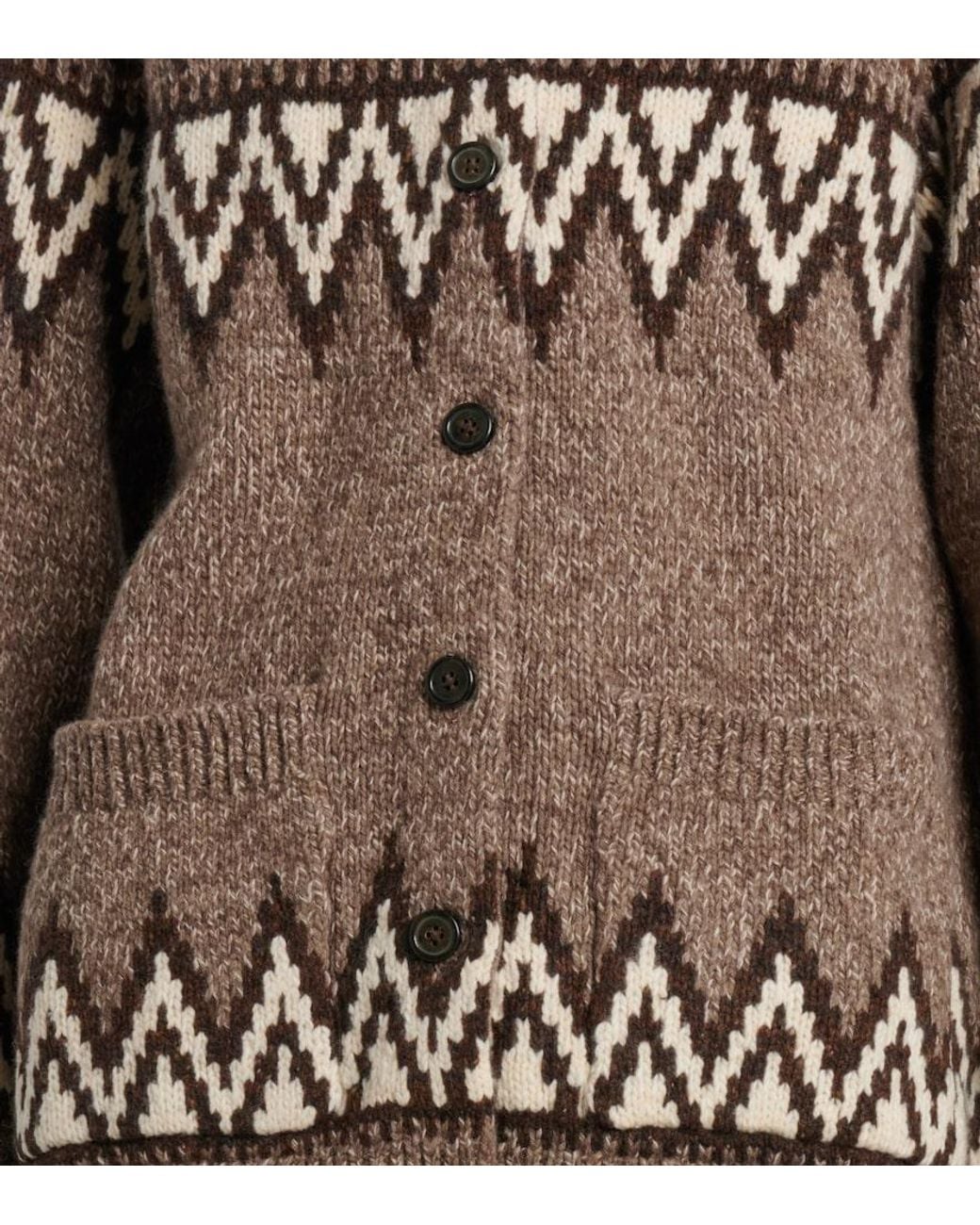 Polo Ralph Lauren Brown Fair Isle Jacquard Wool-Blend Cardigan