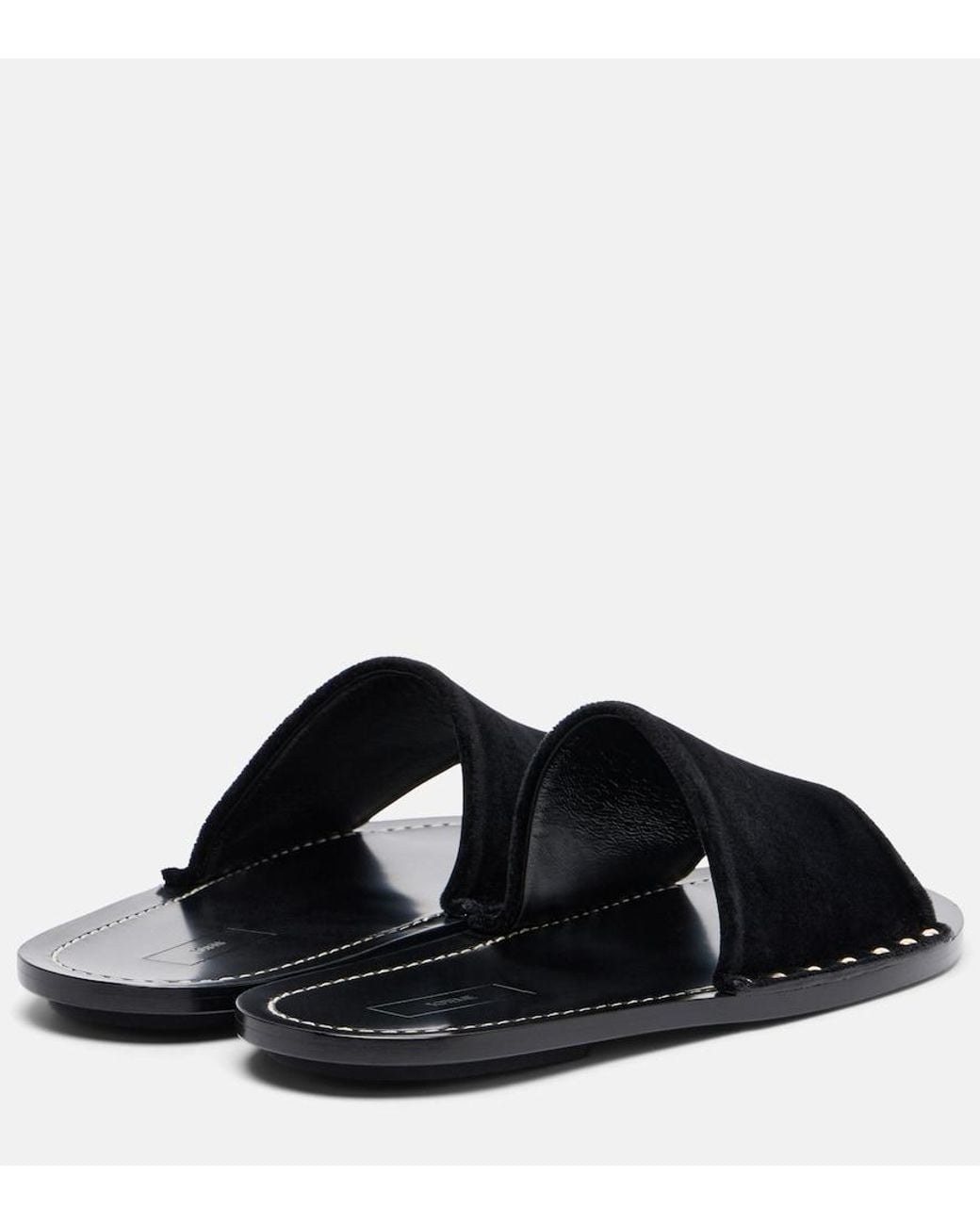 Totême Black Studded Velvet Slides
