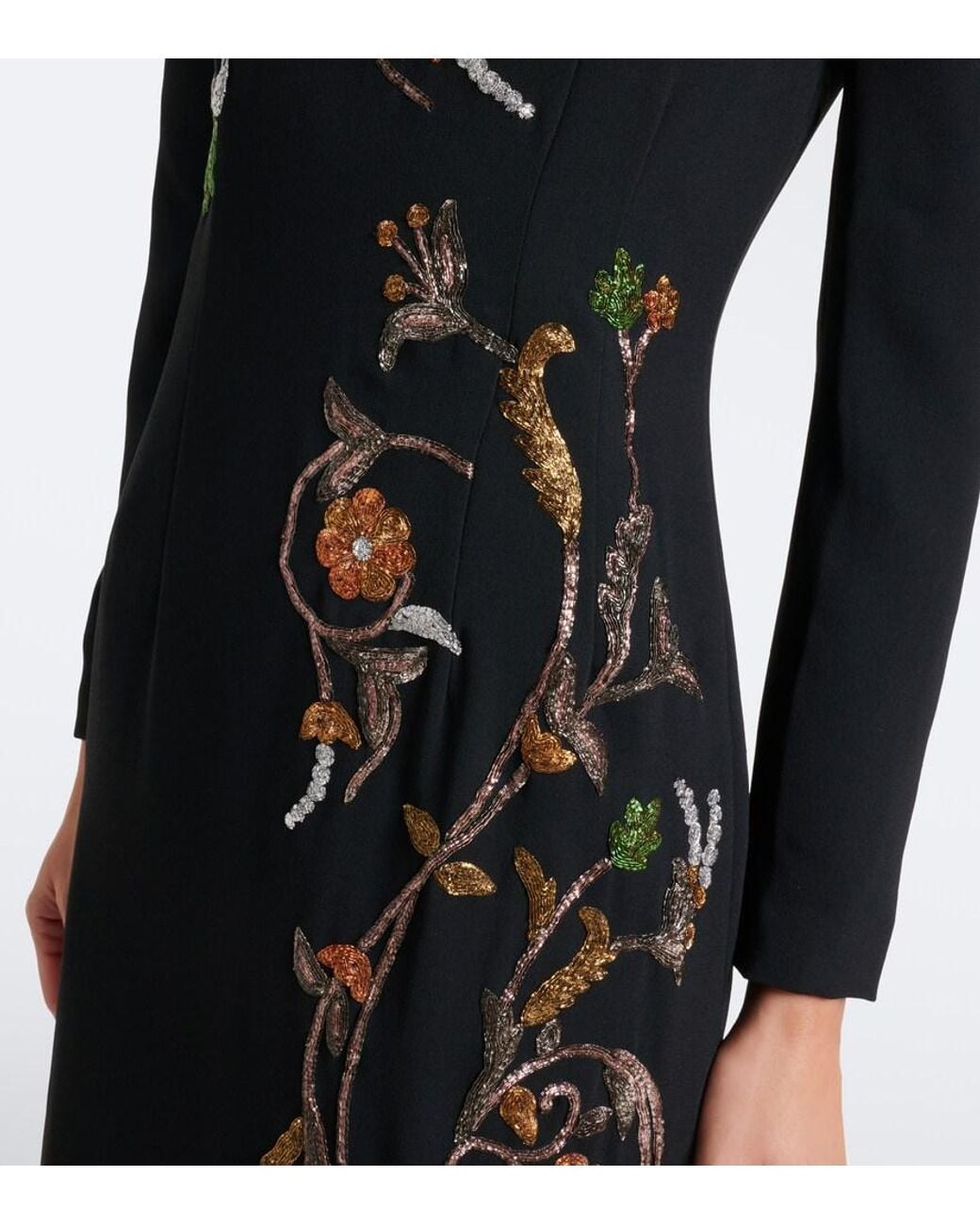 Dries Van Noten Black Floral Embellished Gown