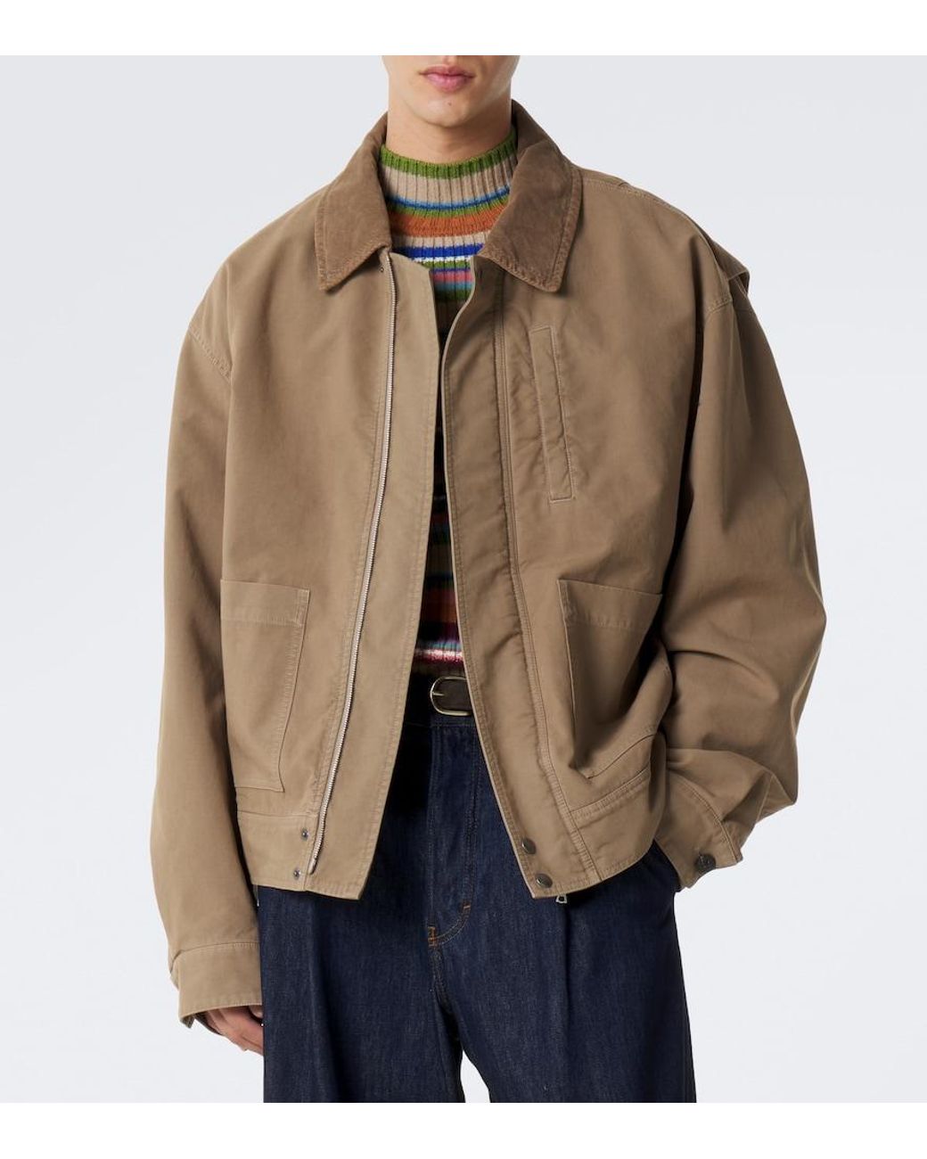 Dries Van Noten Brown Corduroy-Trimmed Cotton Field Jacket for men