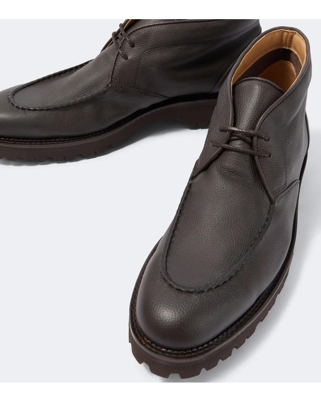John Lobb Brown Leather Desert Boots for men