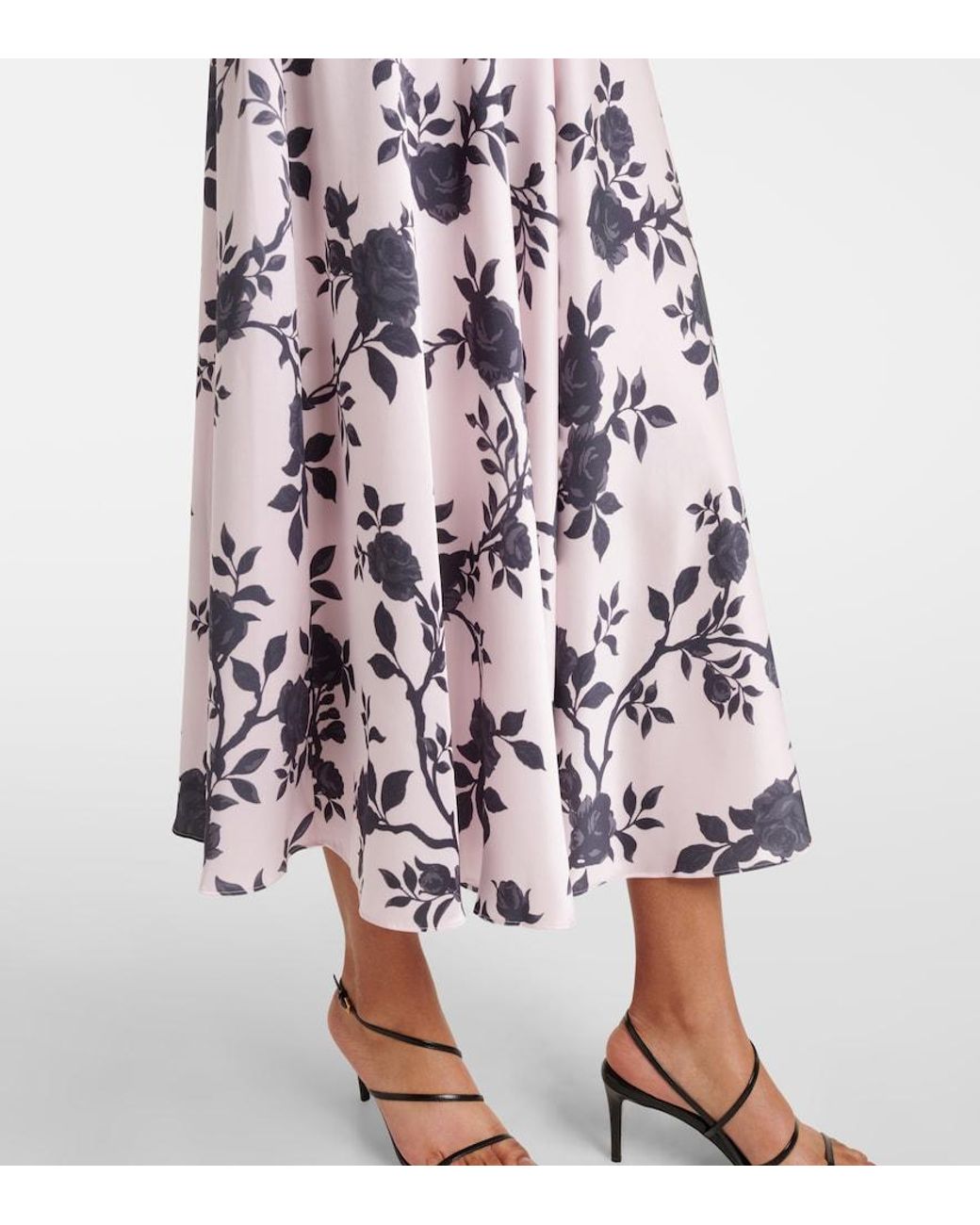 Self-Portrait White Floral Bow-Detail Satin Midi Dress
