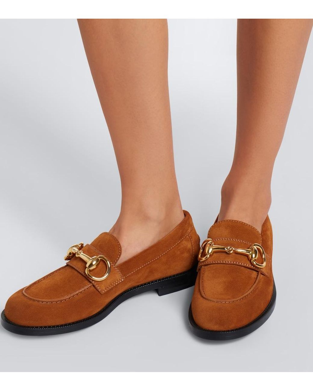 Gucci Brown Boulevard Horsebit Suede Loafers