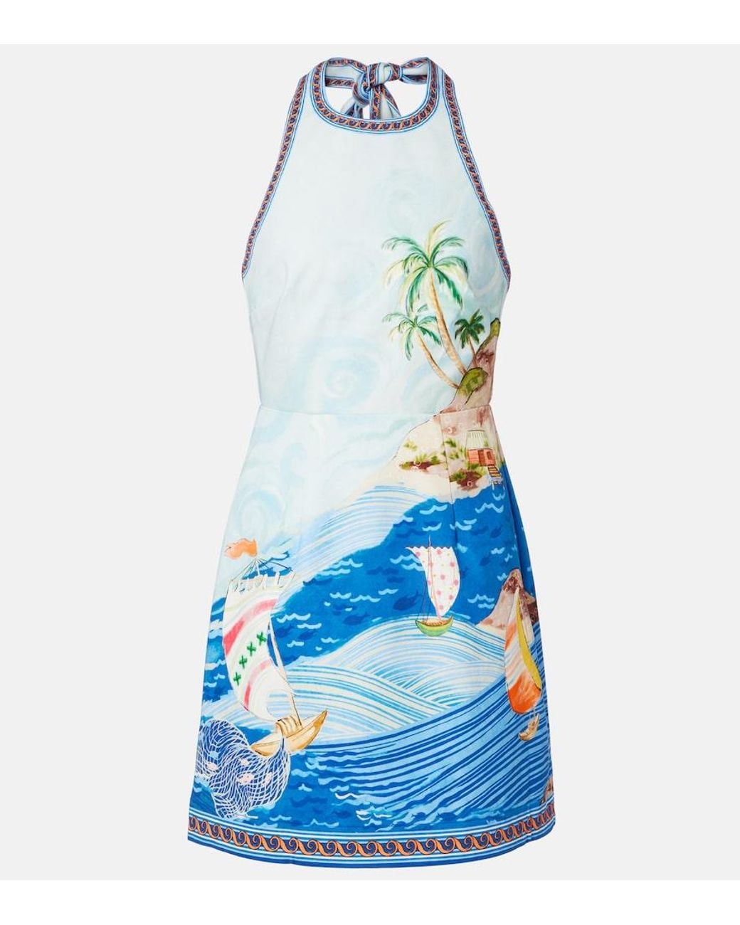ALÉMAIS Blue Island Printed Cotton Minidress