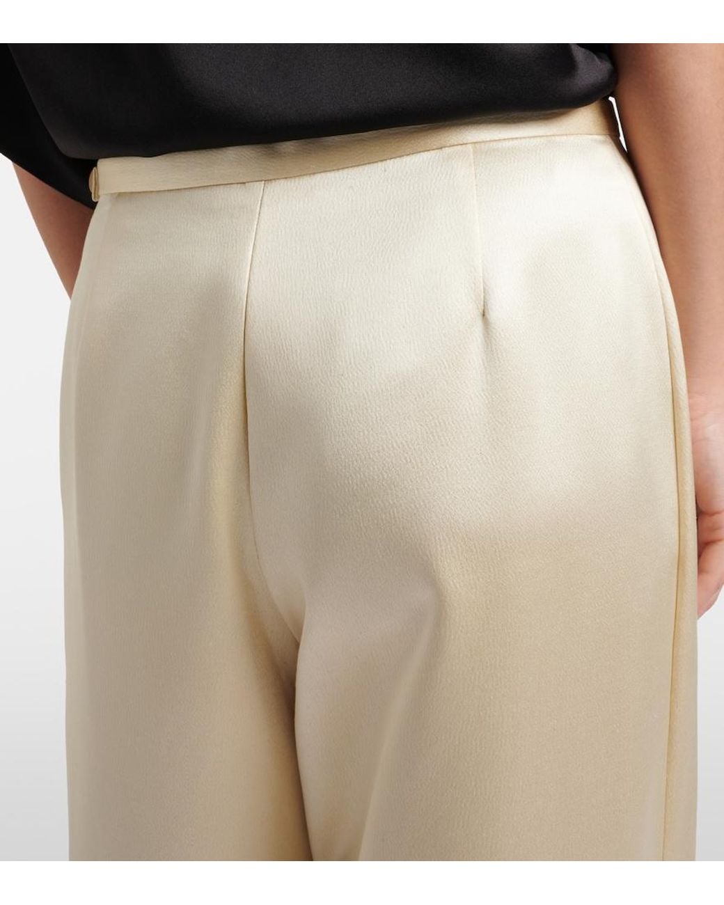 The Row Natural Lanuit Silk Satin Straight Pants